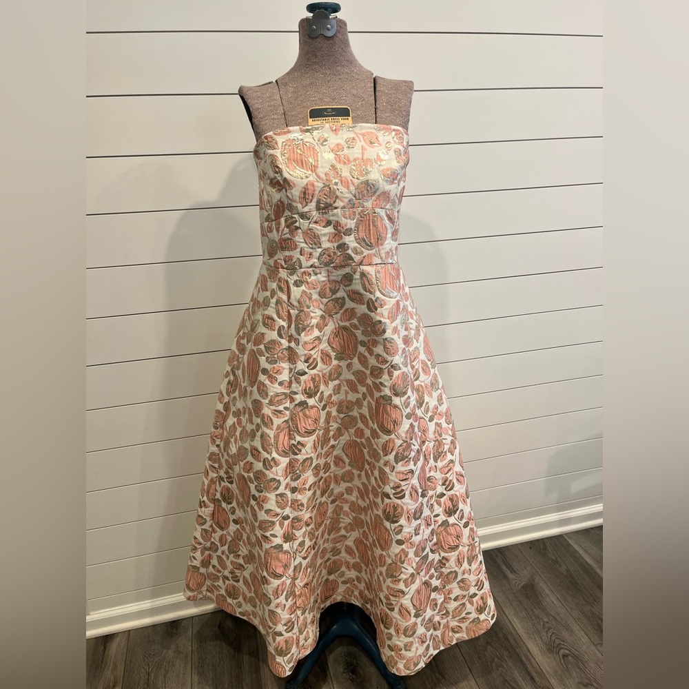 Kate Spade Floral Bud Brocade Strapless Dress – Rosebud Pink (Size 14) - Picture 3 of 11